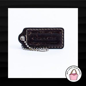 2.25" Medium COACH DARK BROWN LEATHER KEY FOB BAG CHARM KEYCHAIN HANGTAG